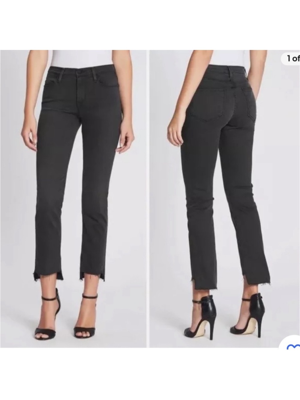 Frame Le High Straight Stagger Hem Black Jeans Size 25